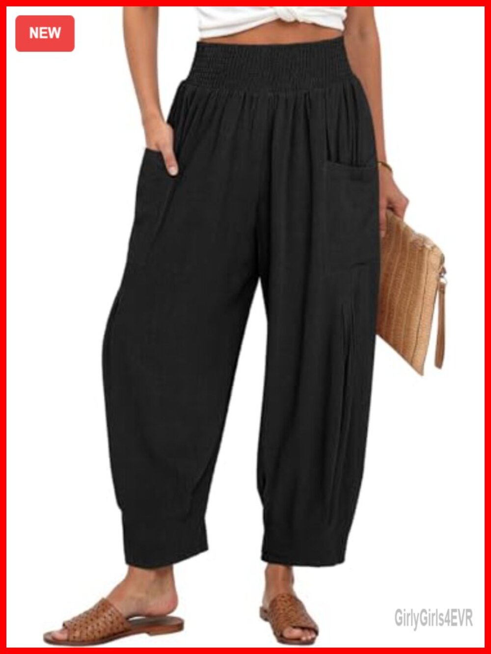 Women's Linen Wide Leg High Waist Palazzo Pants Loose Fit Lounge